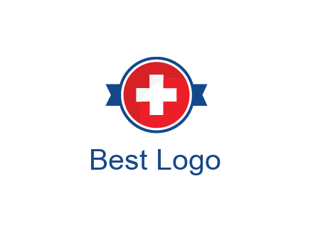 first aid sign in circle with ribbon