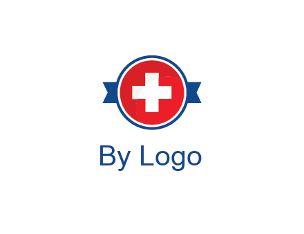 first aid sign in circle with ribbon