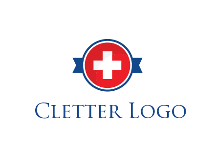 first aid sign in circle with ribbon