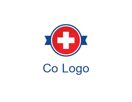 first aid sign in circle with ribbon