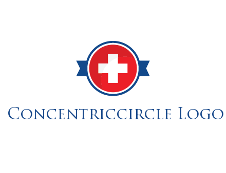 first aid sign in circle with ribbon