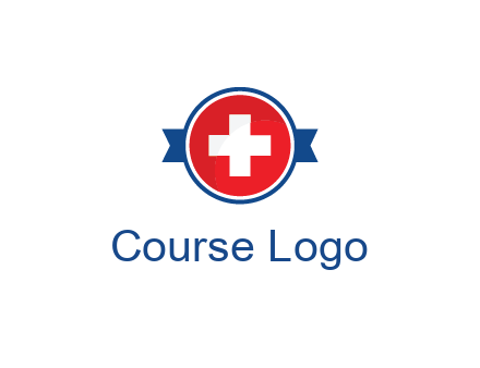 first aid sign in circle with ribbon