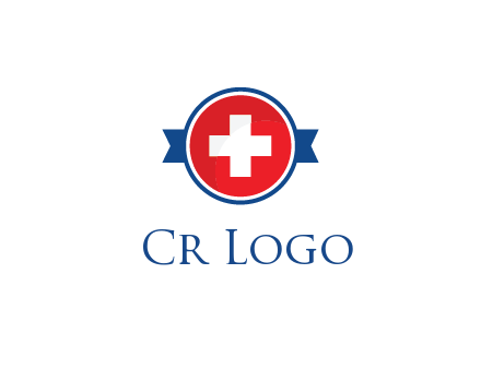 first aid sign in circle with ribbon