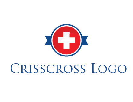 first aid sign in circle with ribbon