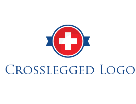 first aid sign in circle with ribbon