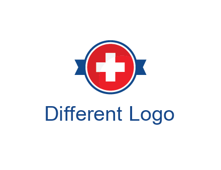 first aid sign in circle with ribbon