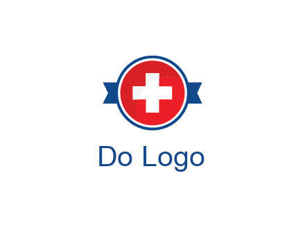 first aid sign in circle with ribbon