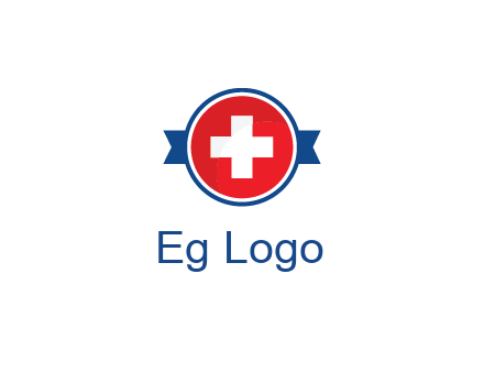 first aid sign in circle with ribbon