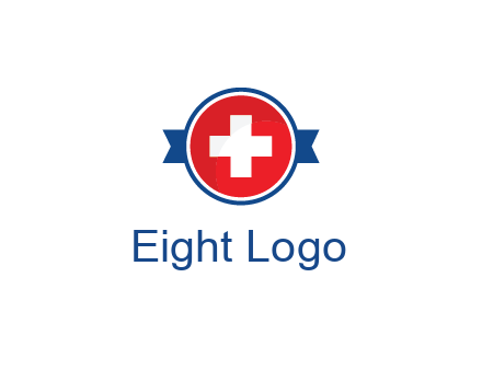 first aid sign in circle with ribbon