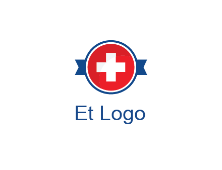 first aid sign in circle with ribbon