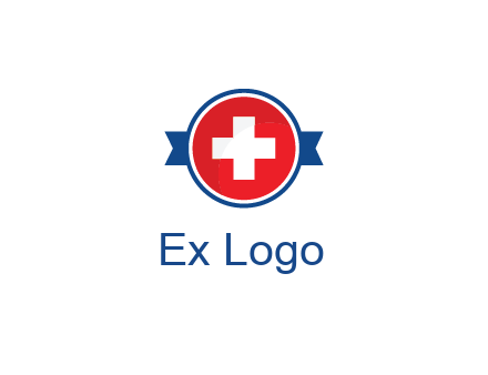 first aid sign in circle with ribbon