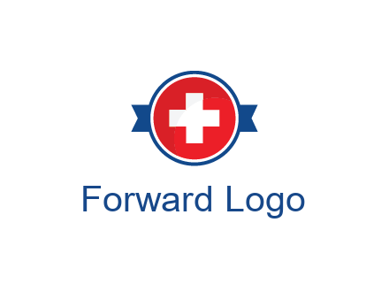 first aid sign in circle with ribbon
