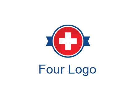 first aid sign in circle with ribbon