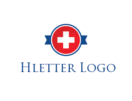 first aid sign in circle with ribbon