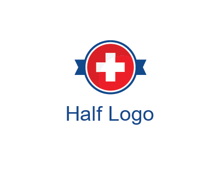 first aid sign in circle with ribbon