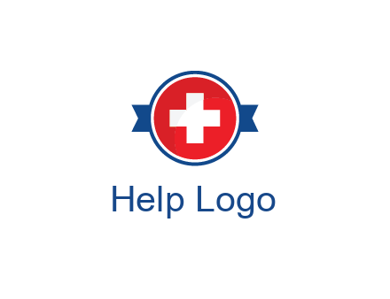 first aid sign in circle with ribbon