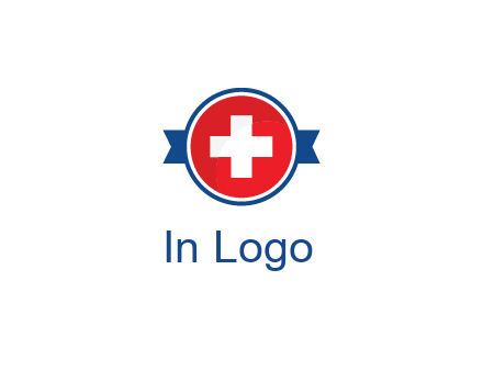 first aid sign in circle with ribbon