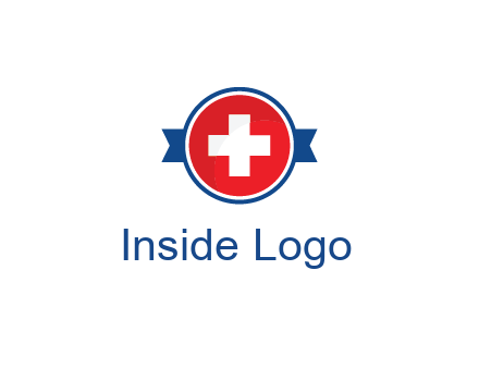 first aid sign in circle with ribbon