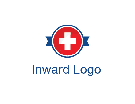 first aid sign in circle with ribbon
