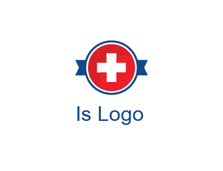 first aid sign in circle with ribbon