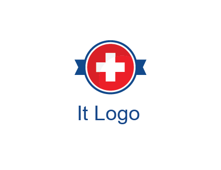 first aid sign in circle with ribbon