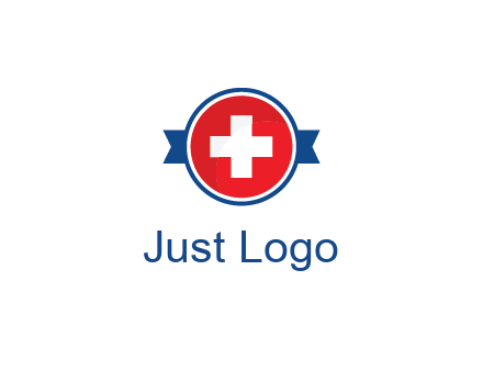 first aid sign in circle with ribbon