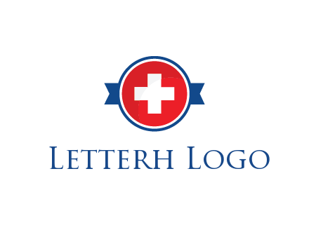 first aid sign in circle with ribbon