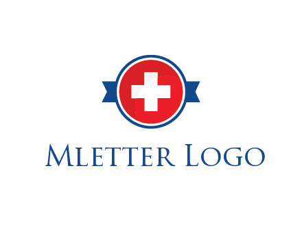 first aid sign in circle with ribbon