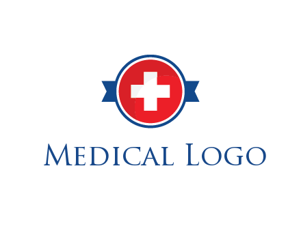 first aid sign in circle with ribbon