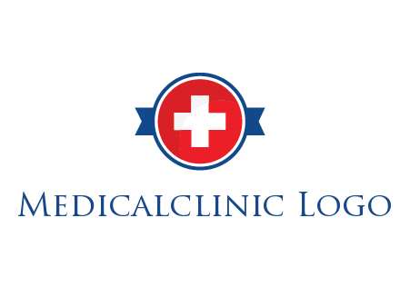 first aid sign in circle with ribbon