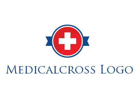 first aid sign in circle with ribbon
