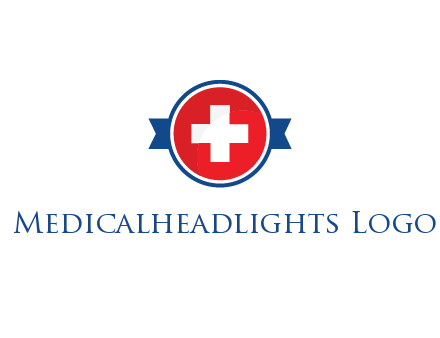 first aid sign in circle with ribbon
