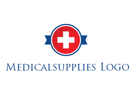 first aid sign in circle with ribbon