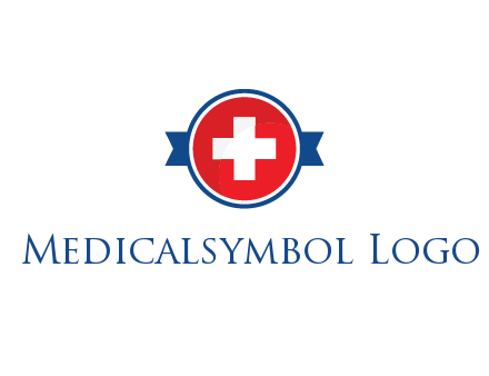 first aid sign in circle with ribbon