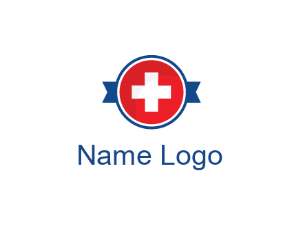first aid sign in circle with ribbon