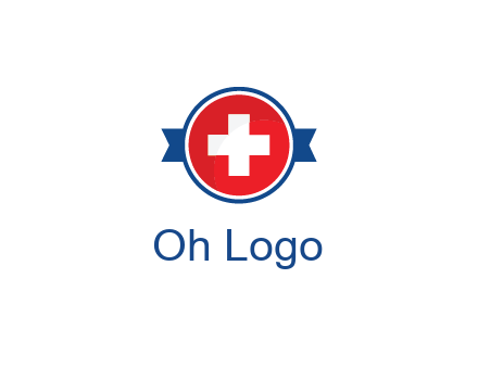 first aid sign in circle with ribbon