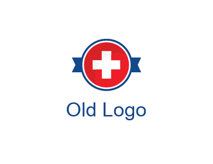 first aid sign in circle with ribbon