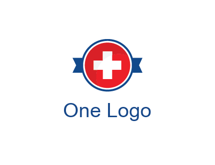 first aid sign in circle with ribbon