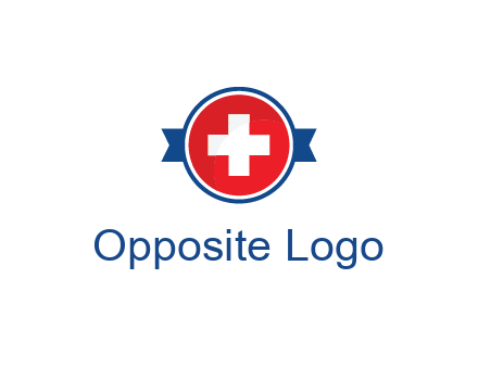first aid sign in circle with ribbon