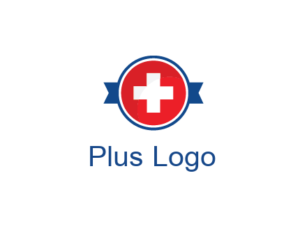 first aid sign in circle with ribbon
