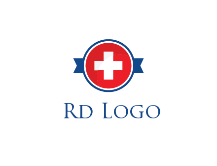 first aid sign in circle with ribbon