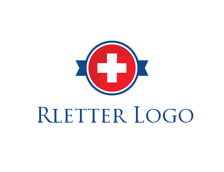 first aid sign in circle with ribbon