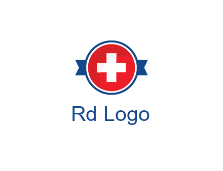 first aid sign in circle with ribbon