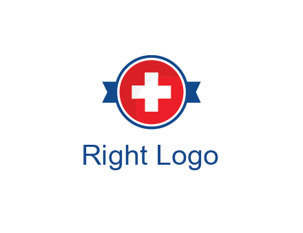 first aid sign in circle with ribbon