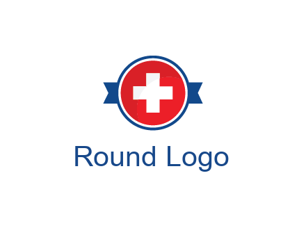 first aid sign in circle with ribbon