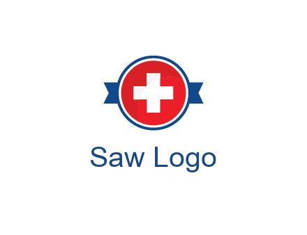 first aid sign in circle with ribbon