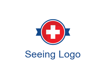 first aid sign in circle with ribbon