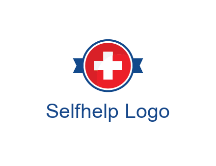 first aid sign in circle with ribbon