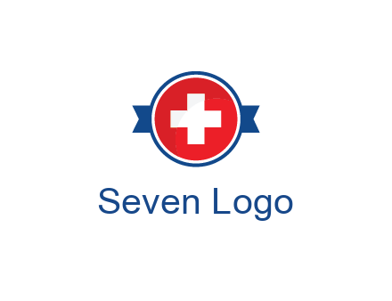 first aid sign in circle with ribbon