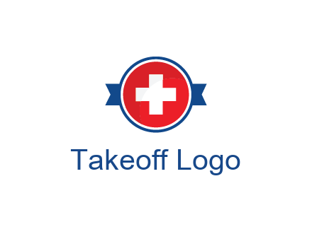 first aid sign in circle with ribbon